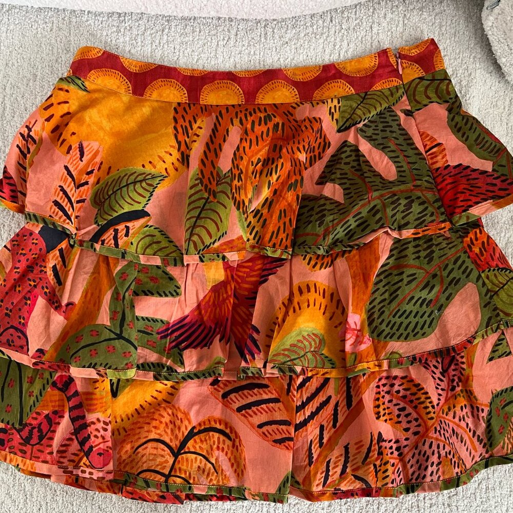 Farm Rio Summer Dream Floral Layered Lined Mini Skirt M